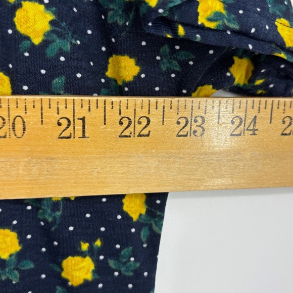 LuLaRoe Size 2XL Midi Dress Navy Blue Yellow Rose Floral Polka Dot Belt Short Sl - Picture 8 of 10